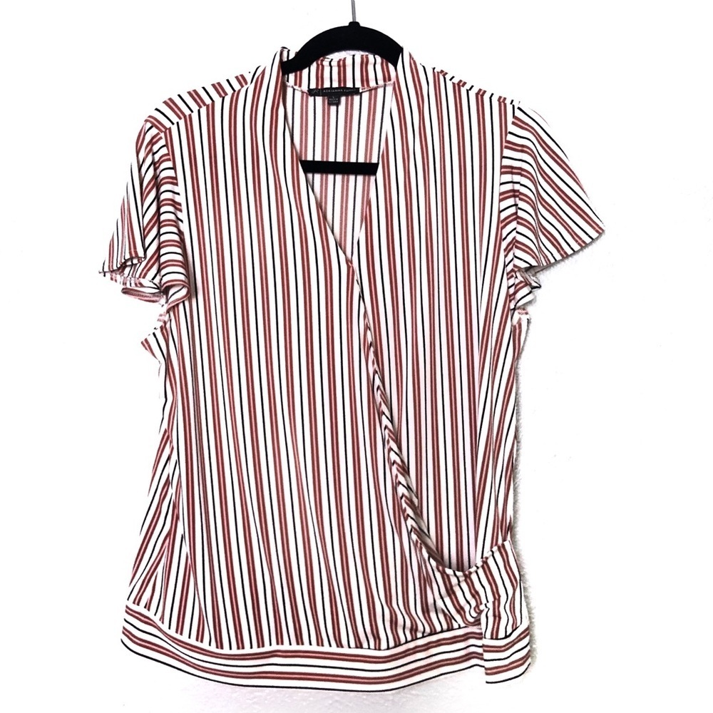 Adrianna Papell Striped Short Sleeve Blouse